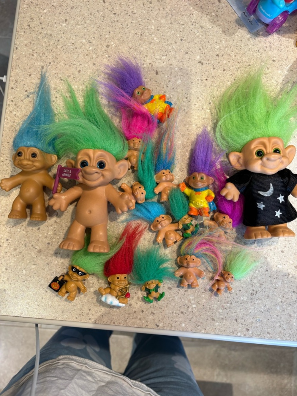 Vintage Trolls Doll Lot with Green, Purple, Pink & Blue Hair Russ
